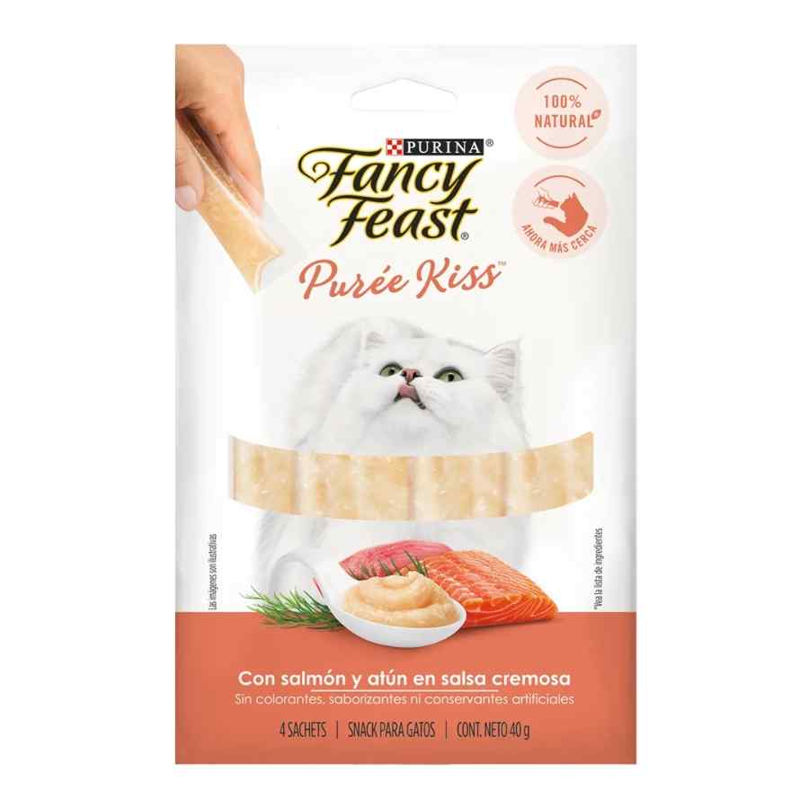Fancy Feast Puree Kiss Con Salmón Y Atún En Salsa Snack Líquido Para Gatos, , large image number null